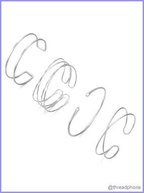 4 Pack Gold Silver Upper Arm Cuff Bracelets Set for Women Alloy